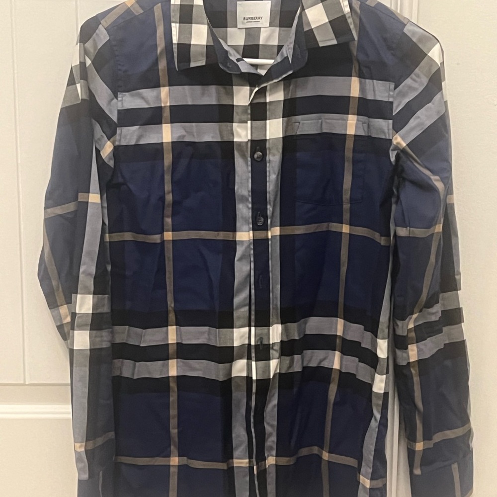 Burberry Black and Gray Checkered Shirt